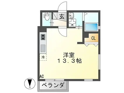 INFINA岐阜(ワンルーム/4階)の間取り写真