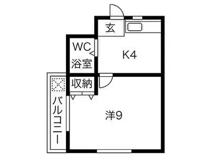 ハイコーポマイウェイ(1K/4階)の間取り写真