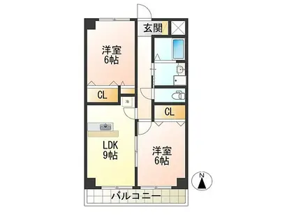 パット東原マンション(2LDK/3階)の間取り写真