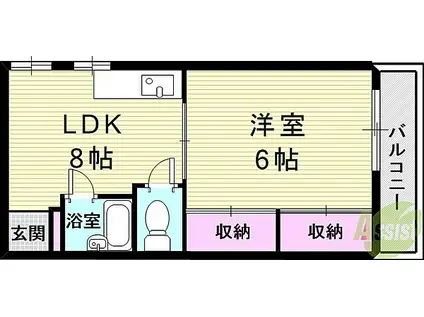 村路マンション(1LDK/1階)の間取り写真