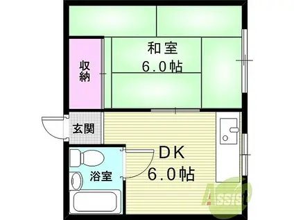豊南マンション(1DK/2階)の間取り写真