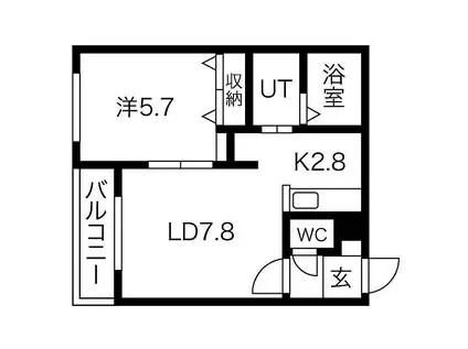 札幌市営南北線 幌平橋駅 徒歩5分 5階建 築7年(1LDK/5階)の間取り写真