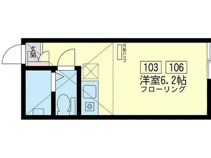 東急東横線 反町駅 徒歩7分 2階建 築13年(ワンルーム/1階)の間取り写真