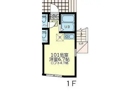 相鉄本線 西横浜駅 徒歩13分 2階建 築2年(ワンルーム/1階)の間取り写真