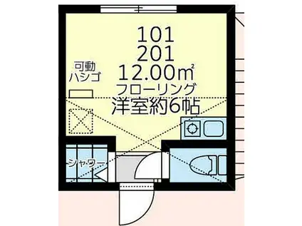京急本線 生麦駅 徒歩8分 2階建 築2年(ワンルーム/1階)の間取り写真