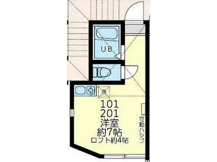 京急本線 屏風浦駅 徒歩14分 2階建 築2年(ワンルーム/2階)の間取り写真