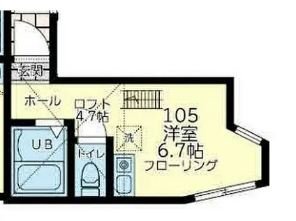 京急本線 南太田駅 徒歩12分 2階建 築2年(ワンルーム/1階)の間取り写真