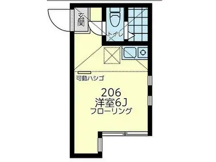 JR南武線 川崎新町駅 徒歩2分 2階建 築9年(ワンルーム/2階)の間取り写真