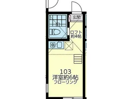 横浜市営地下鉄ブルーライン 阪東橋駅 徒歩14分 2階建 築11年(ワンルーム/1階)の間取り写真