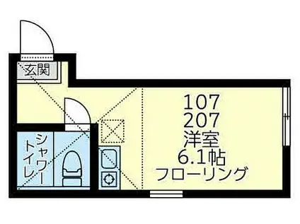 横浜市営地下鉄ブルーライン 弘明寺駅(京急) 徒歩10分 2階建 築5年(ワンルーム/2階)の間取り写真
