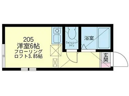 横浜市営地下鉄ブルーライン 三ツ沢上町駅 徒歩20分 2階建 築10年(ワンルーム/2階)の間取り写真