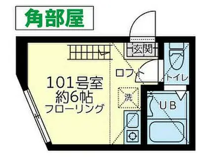 京急本線 南太田駅 徒歩5分 2階建 築5年(ワンルーム/1階)の間取り写真