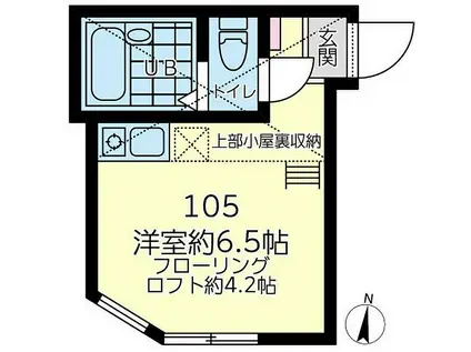 JR京浜東北・根岸線 根岸駅(神奈川) 徒歩13分 2階建 築10年(ワンルーム/1階)の間取り写真