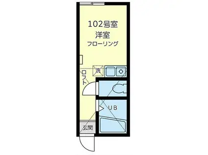 JR横須賀線 新川崎駅 徒歩13分 2階建 築7年(ワンルーム/1階)の間取り写真