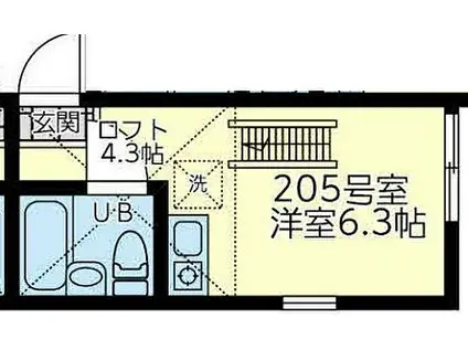 京急本線 追浜駅 徒歩11分 2階建 築4年(ワンルーム/2階)の間取り写真