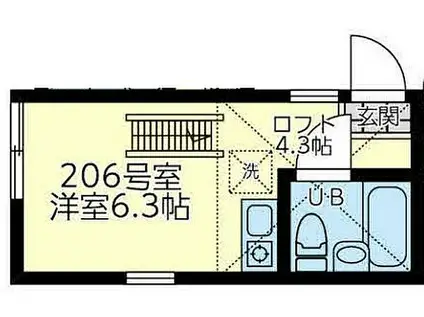 京急本線 追浜駅 徒歩11分 2階建 築4年(ワンルーム/2階)の間取り写真
