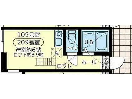JR南武線 尻手駅 徒歩22分 2階建 築6年(ワンルーム/2階)の間取り写真