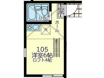 JR京浜東北・根岸線 鶴見駅 徒歩18分 2階建 築5年(ワンルーム/1階)の間取り写真