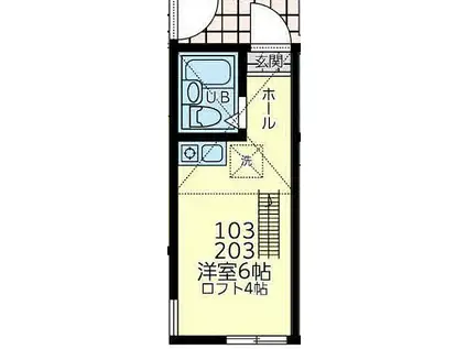 JR京浜東北・根岸線 鶴見駅 徒歩18分 2階建 築5年(ワンルーム/2階)の間取り写真