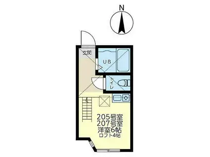 JR南武線 小田栄駅 徒歩9分 2階建 築5年(ワンルーム/2階)の間取り写真