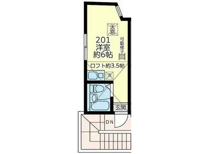 横浜市営地下鉄ブルーライン 港南中央駅 徒歩7分 2階建 築1年(ワンルーム/2階)の間取り写真