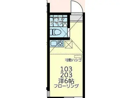 京急本線 屏風浦駅 徒歩10分 2階建 築2年(ワンルーム/2階)の間取り写真