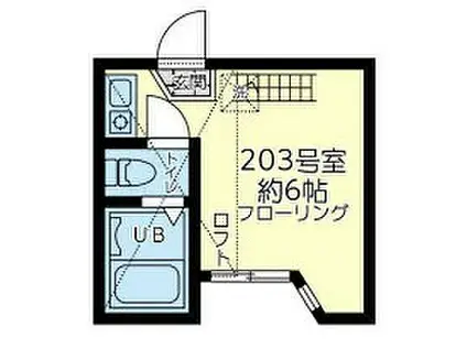京急本線 南太田駅 徒歩5分 2階建 築5年(ワンルーム/2階)の間取り写真