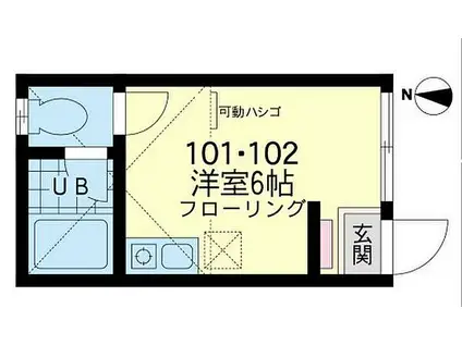 JR南武線 小田栄駅 徒歩7分 2階建 築8年(ワンルーム/1階)の間取り写真