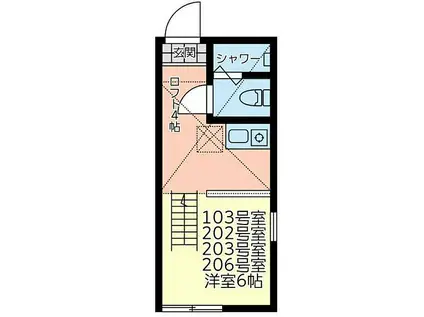 JR京浜東北・根岸線 横浜駅 徒歩20分 2階建 築5年(ワンルーム/1階)の間取り写真