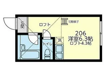 JR京浜東北・根岸線 川崎駅 徒歩19分 2階建 築8年(ワンルーム/2階)の間取り写真