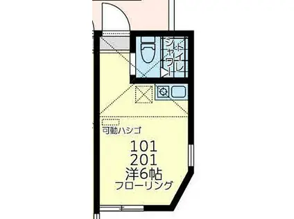 京急本線 屏風浦駅 徒歩10分 2階建 築2年(ワンルーム/1階)の間取り写真