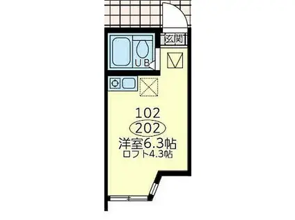 相鉄本線 上星川駅 徒歩10分 2階建 築6年(ワンルーム/2階)の間取り写真