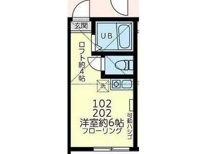 JR横浜線 大口駅 徒歩14分 2階建 築4年(ワンルーム/2階)の間取り写真