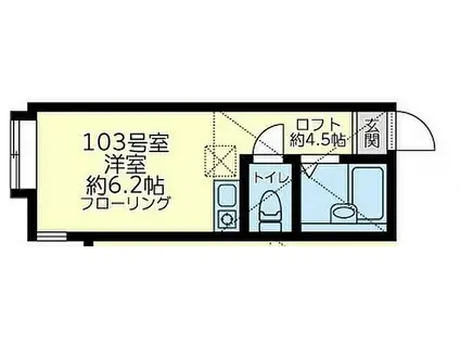 JR南武線 小田栄駅 徒歩3分 2階建 築12年(ワンルーム/1階)の間取り写真