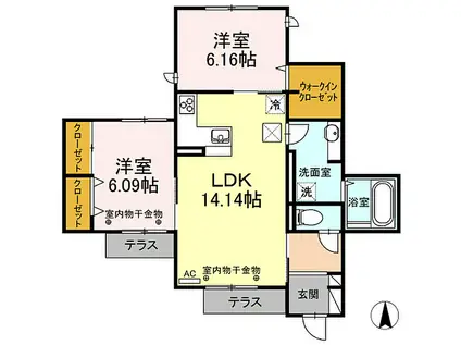 DS上津(2LDK/1階)の間取り写真