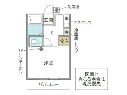 バンビーズA棟(1K/1階)の間取り写真