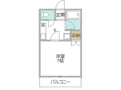 コートピア袴塚(1K/1階)の間取り写真
