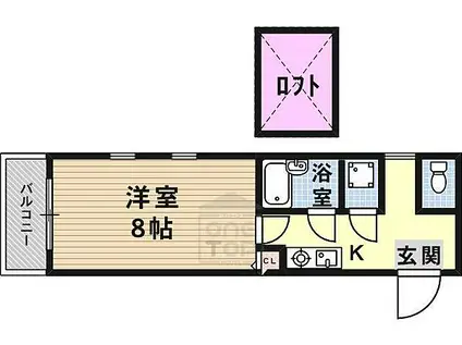JR東海道・山陽本線 千里丘駅 徒歩5分 3階建 築30年(1K/1階)の間取り写真