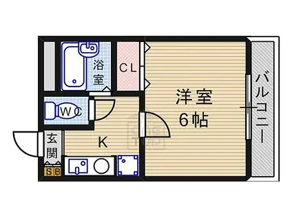 阪急京都本線 茨木市駅 徒歩3分 5階建 築28年(1K/1階)の間取り写真