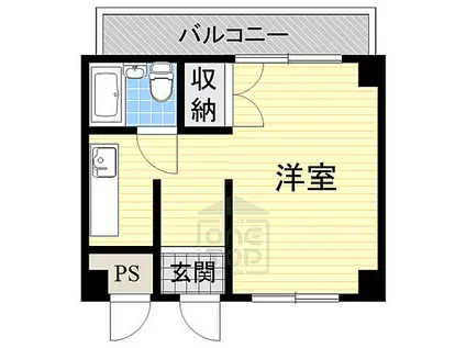 大阪モノレール本線 南茨木駅 徒歩3分 3階建 築38年(ワンルーム/2階)の間取り写真