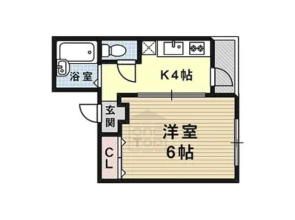 阪急京都本線 南茨木駅 徒歩15分 4階建 築37年(1K/3階)の間取り写真