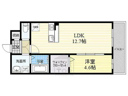 大阪モノレール本線 南摂津駅 徒歩9分 3階建 築9年(1LDK/1階)の間取り写真