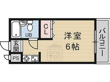 阪急京都本線 南茨木駅 徒歩20分 3階建 築31年(ワンルーム/3階)の間取り写真