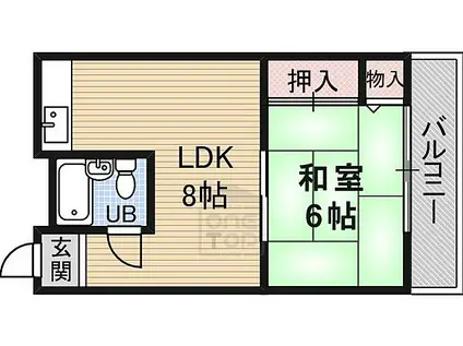 阪急京都本線 茨木市駅 徒歩20分 3階建 築29年(1LDK/3階)の間取り写真