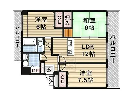 阪急京都本線 茨木市駅 徒歩20分 3階建 築29年(3LDK/3階)の間取り写真