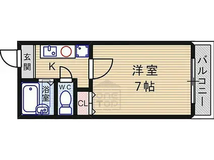 阪急京都本線 茨木市駅 徒歩5分 4階建 築28年(1K/1階)の間取り写真