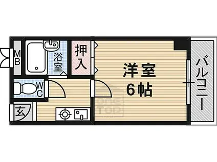 阪急京都本線 茨木市駅 徒歩7分 4階建 築29年(1K/4階)の間取り写真