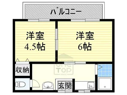 阪急京都本線 南茨木駅 徒歩7分 3階建 築48年(2K/1階)の間取り写真