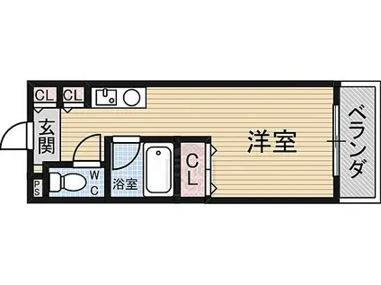 阪急京都本線 南茨木駅 徒歩24分 3階建 築28年(ワンルーム/3階)の間取り写真