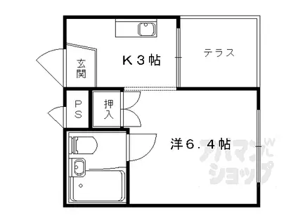 メロディーハイム(1K/4階)の間取り写真